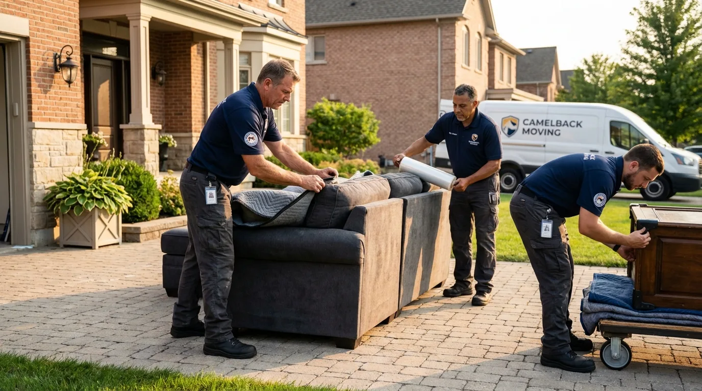 Large estate moving crew wrapping furniture in Clairton, PA